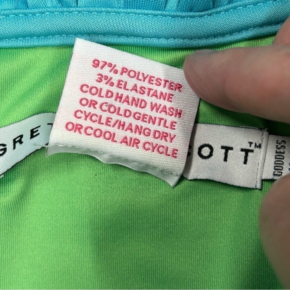 GRETCHEN SCOTT Womens Goddess XXL Jersey Sleeveless Ruffle Neck Top Turquoise - Picture 5 of 10